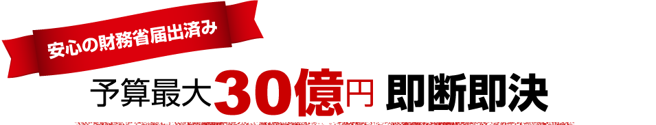 予算最大30億円　即断即決
